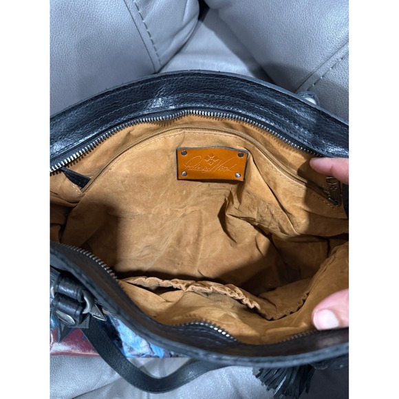 Patricia Nash Italian Leather Floral Tote Bag Fringe Accent - Picture 6 of 6